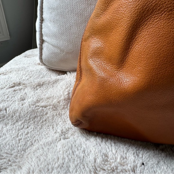 Tory Burch Cognac Perforated Logo Leather Tote Bag - Picture 11 of 16